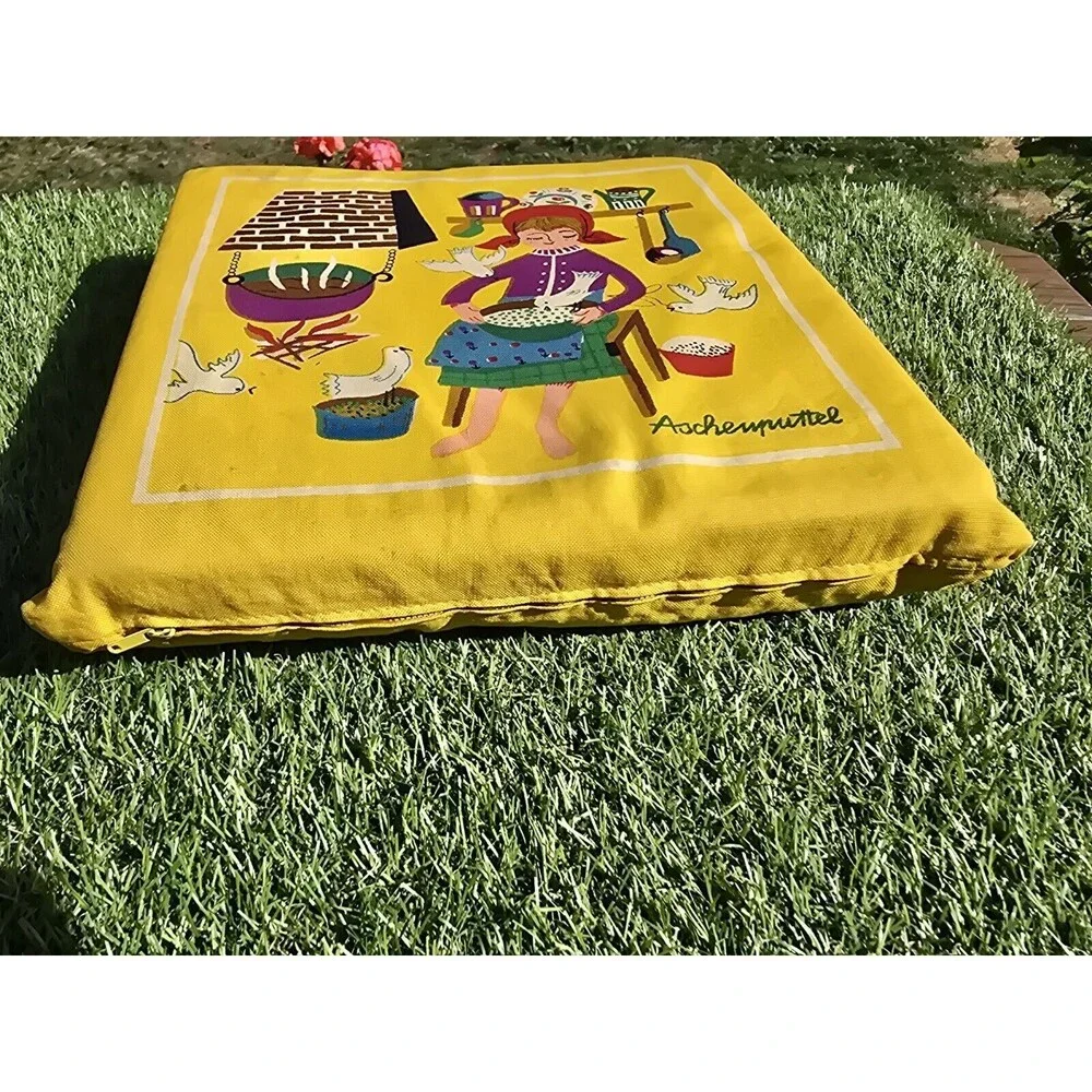 Vintage Super Rare German Pillow/Cushion Cinderella Snow White 7 Dwarfs